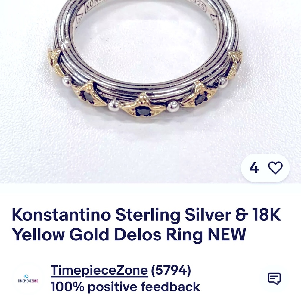 Konstantino; Sterling Silver, 18K Yellow Gold & Ruby Delos Ring; NWOT; Size 5